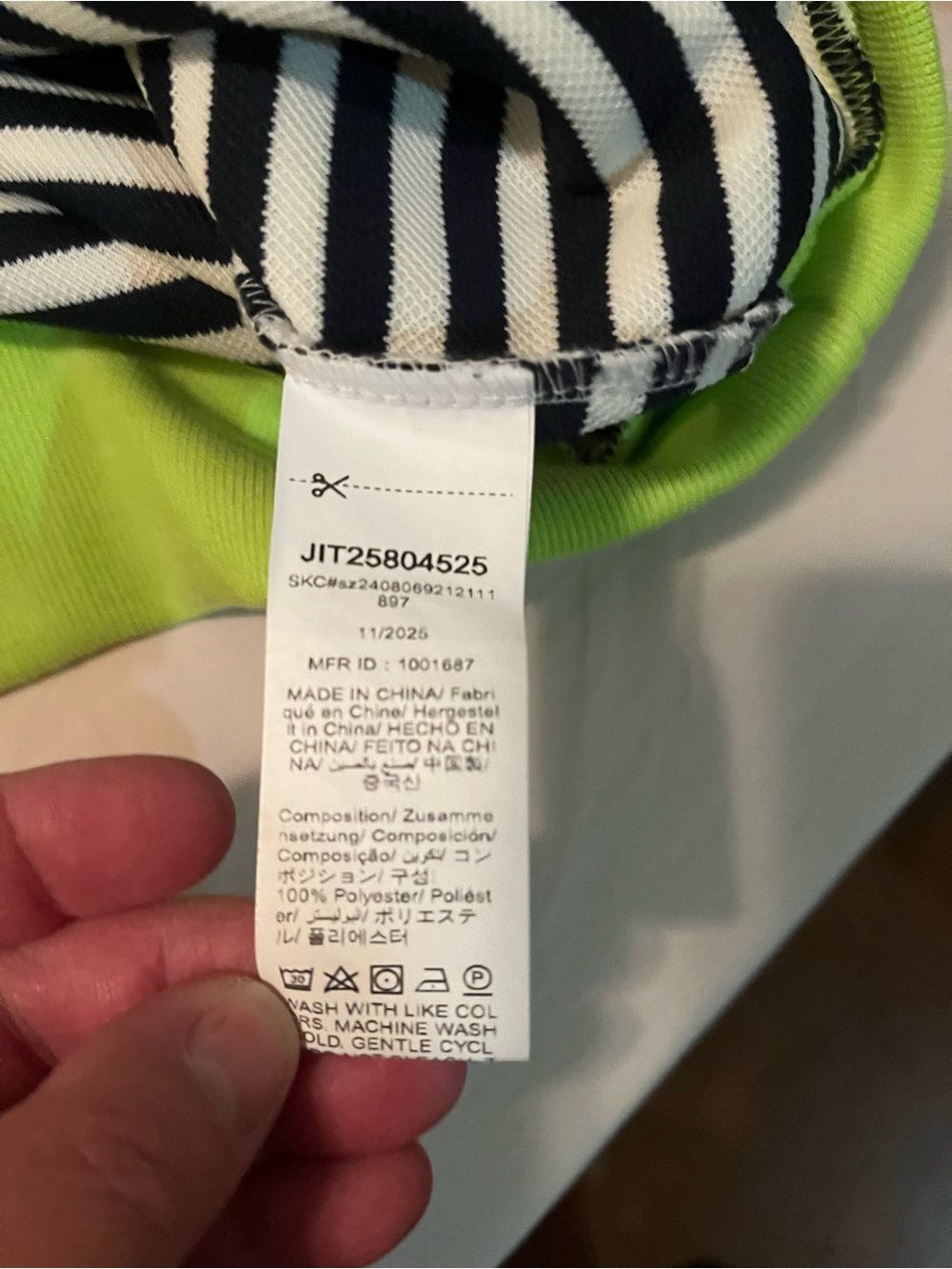Striped Crewneck Sweatshirt with Lime Trim - Black & Lime - Picture 4 of 5